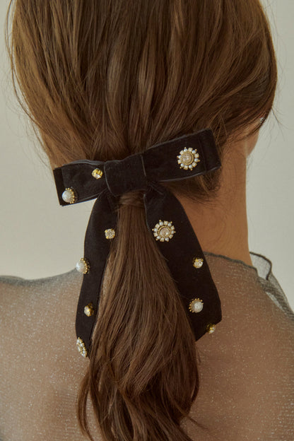 GOLDY Decorative Velour Ribbon Barrette