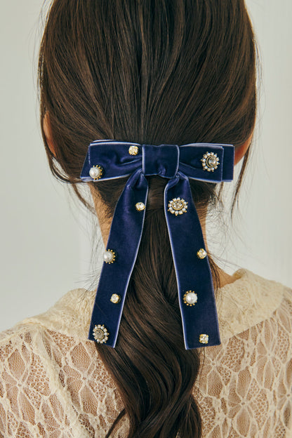 GOLDY Decorative Velour Ribbon Barrette