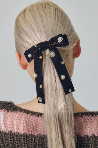 GOLDY Decorative Velour Ribbon Barrette