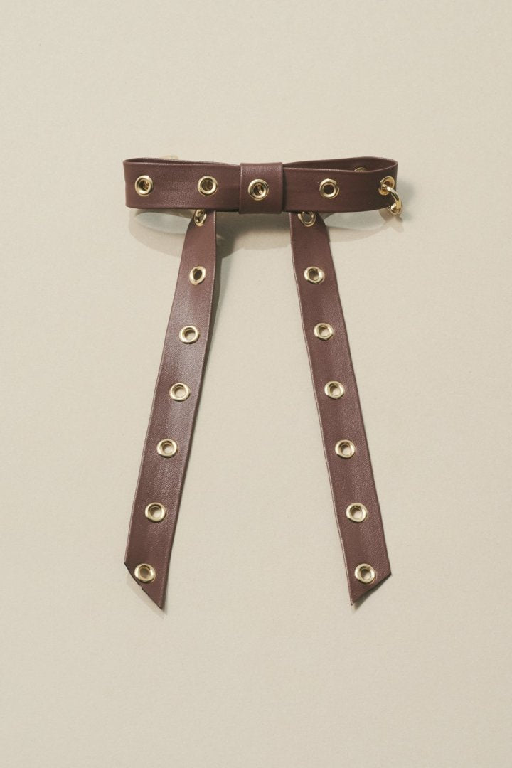 GOLDY Punched leather touch ribbon barrette