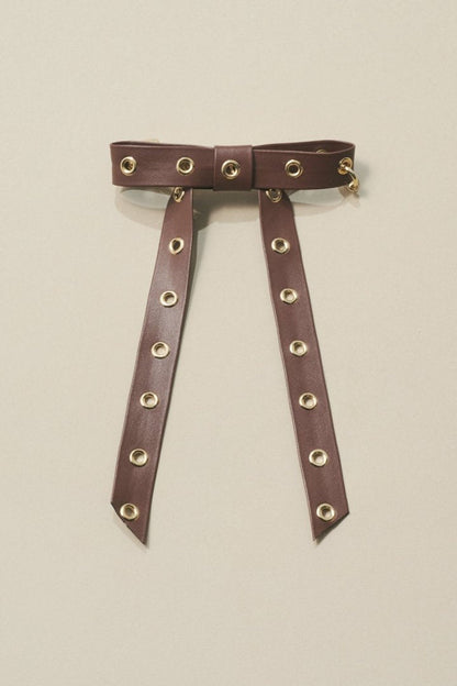 GOLDY Punched leather touch ribbon barrette