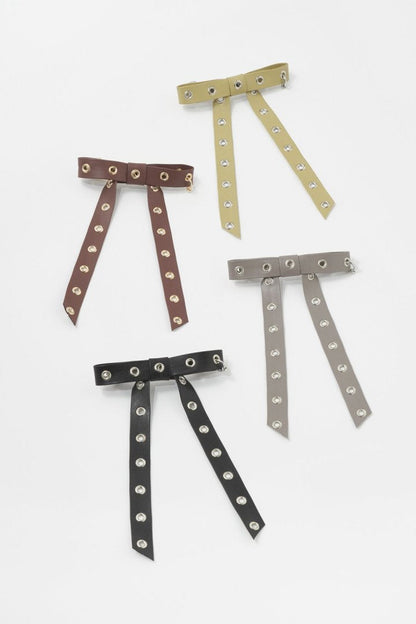 GOLDY Punched leather touch ribbon barrette