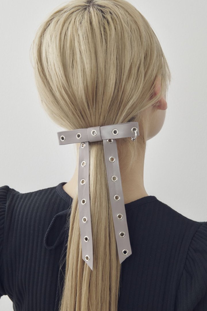 GOLDY Punched leather touch ribbon barrette