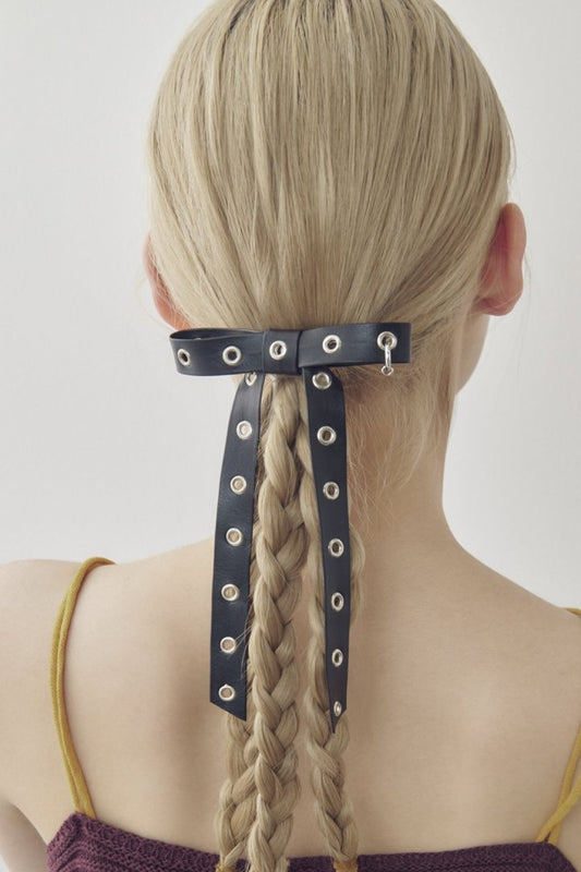 GOLDY Punched leather touch ribbon barrette