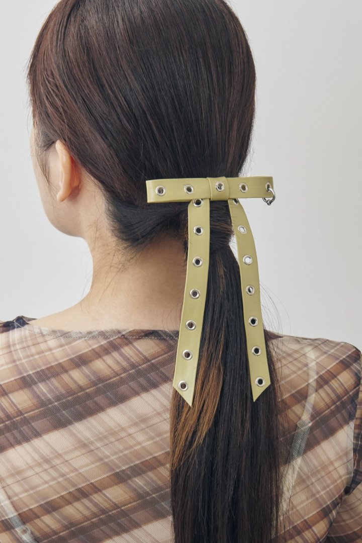 GOLDY Punched leather touch ribbon barrette