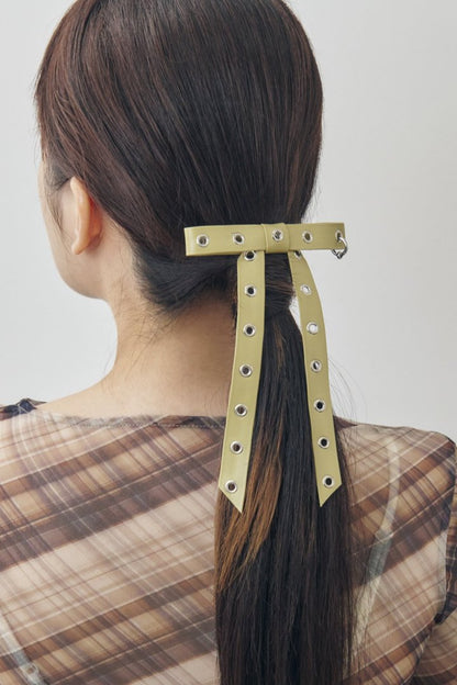 GOLDY Punched leather touch ribbon barrette