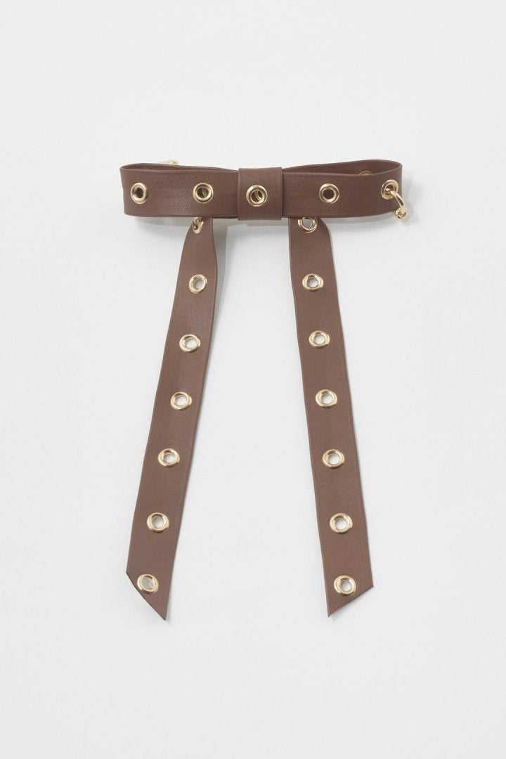 GOLDY Punched leather touch ribbon barrette
