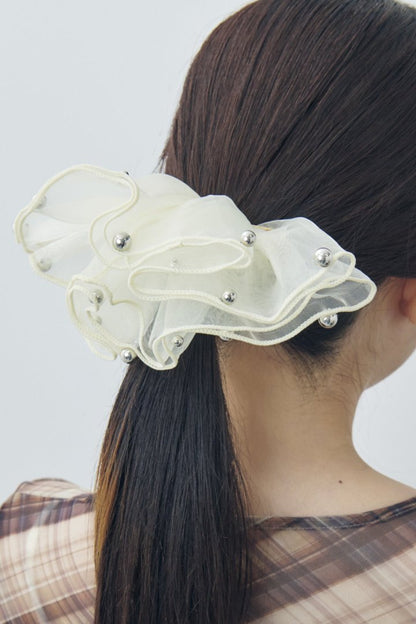 GOLDY 球形薄紗荷葉邊髮夾