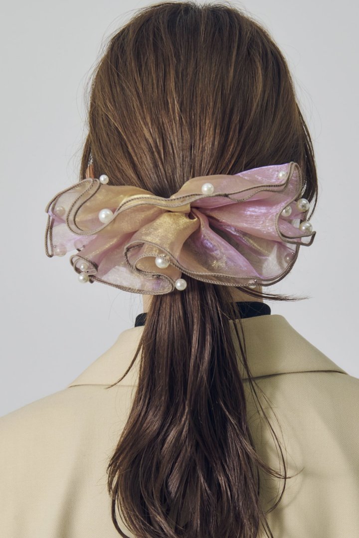 GOLDY 球形薄紗荷葉邊髮夾