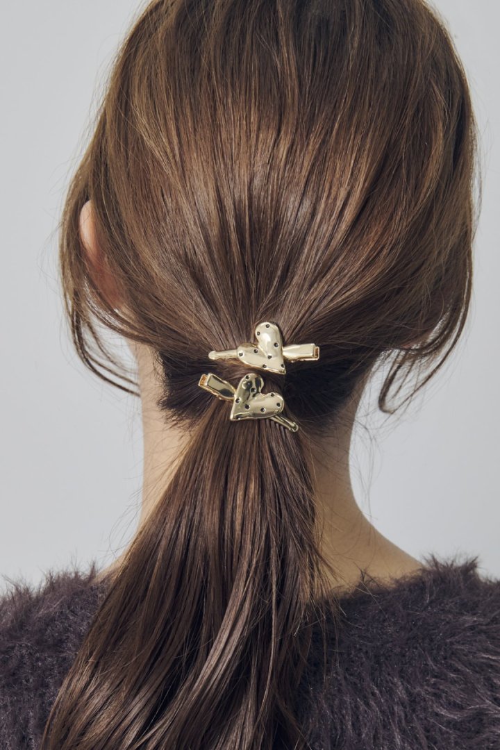 GOLDY ドット ハート メタル セット ヘアー クリップ - Image 5