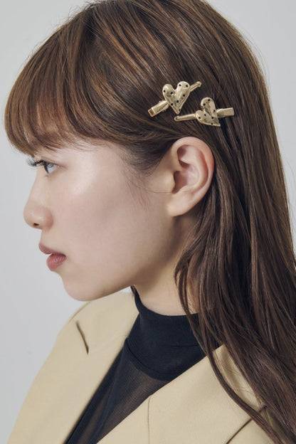 GOLDY ドット ハート メタル セット ヘアー クリップ - Image 13