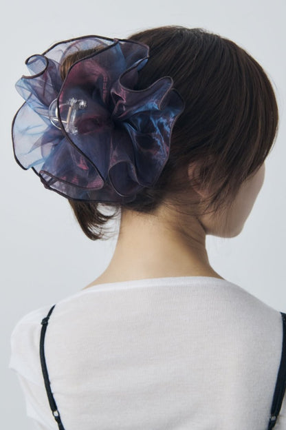 GOLDY Sheer Ruffle 大鯊魚夾 - purple