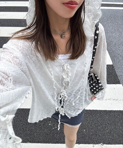 [Layer正] CIAOPANIC Lace Mellow Hoodie Tops - Image 2