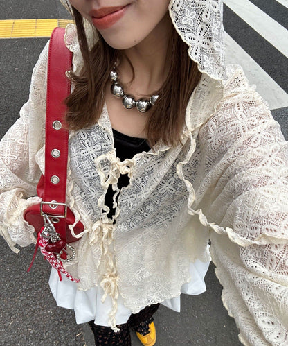 [Layer正] CIAOPANIC Lace Mellow Hoodie Tops - Image 15