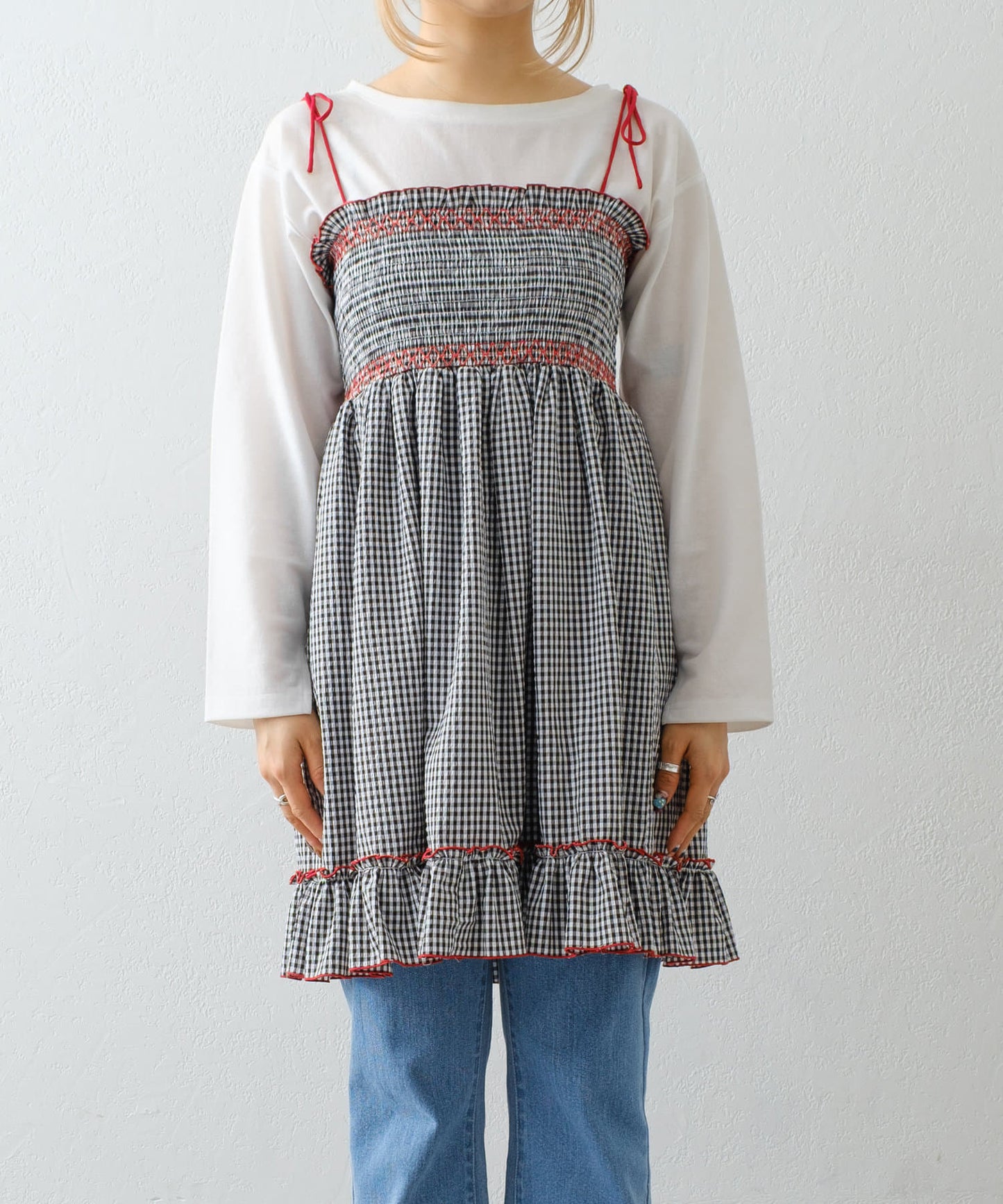 HELLO.SANFRANCISCO 2WAY shirred tunic bare dress - Image 84