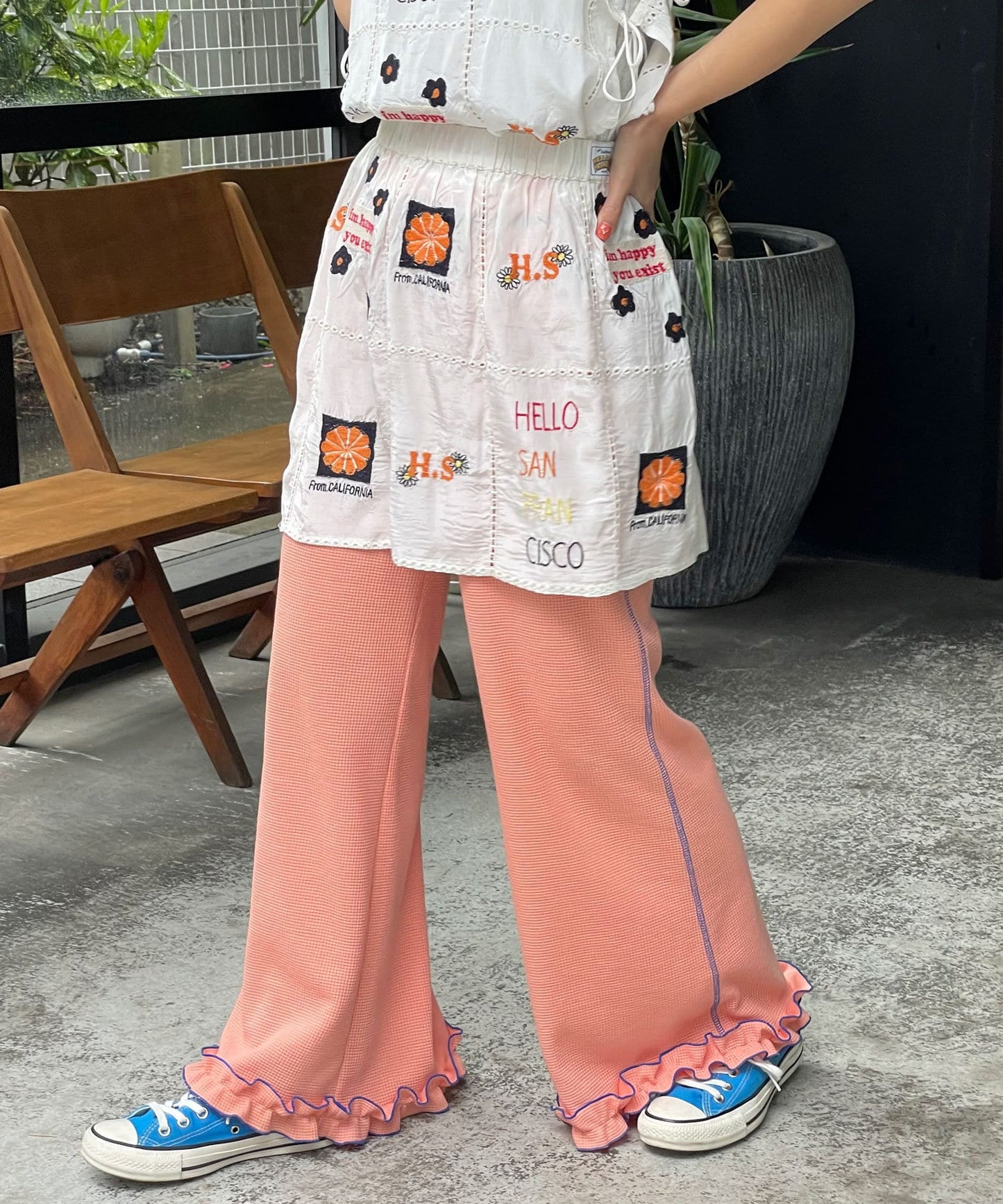 HELLO.SANFRANCISCO 窩夫格喇叭褲 - Image 5