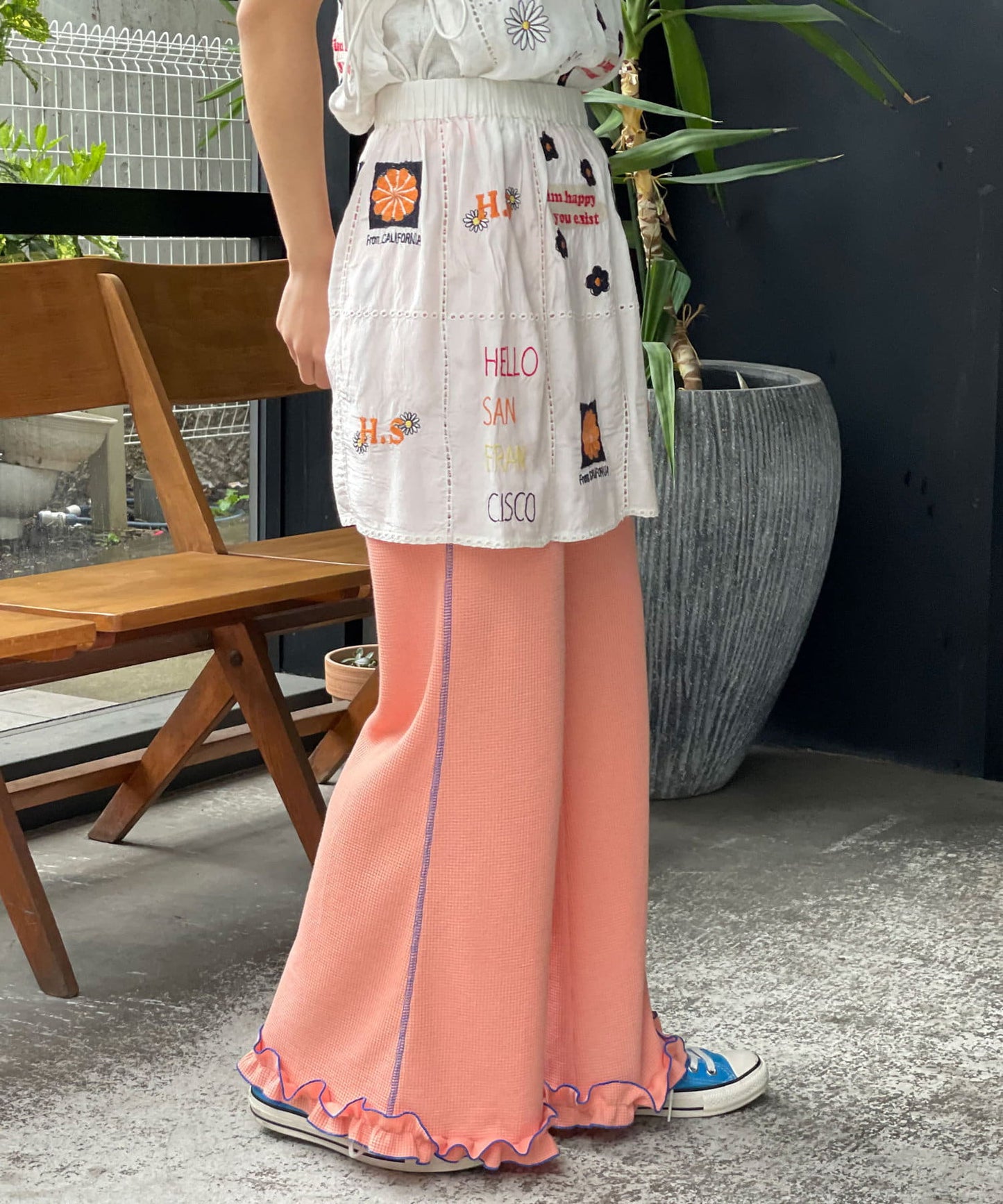 HELLO.SANFRANCISCO 窩夫格喇叭褲 - Image 9