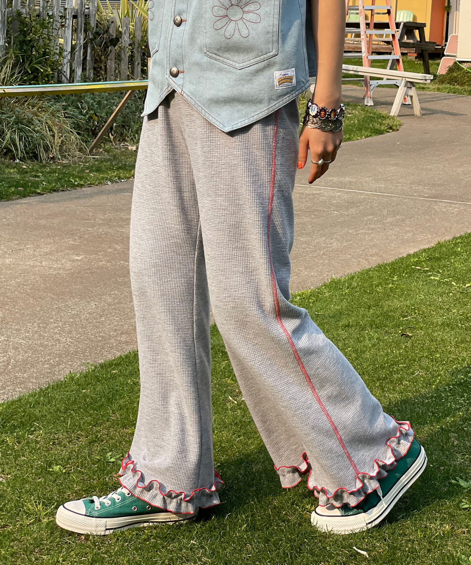 HELLO.SANFRANCISCO 窩夫格喇叭褲 - Image 24