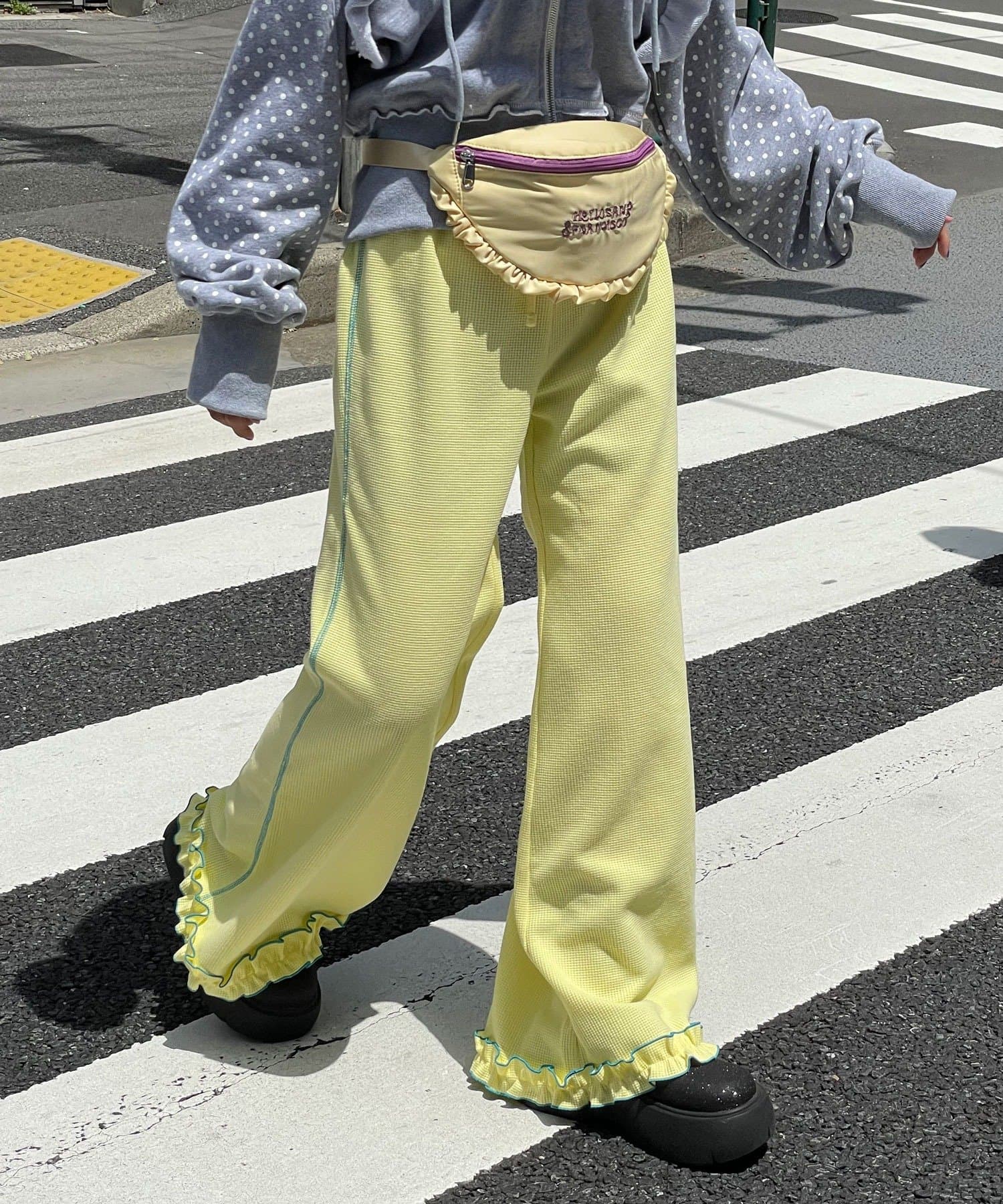 HELLO.SANFRANCISCO 窩夫格喇叭褲 - Image 4