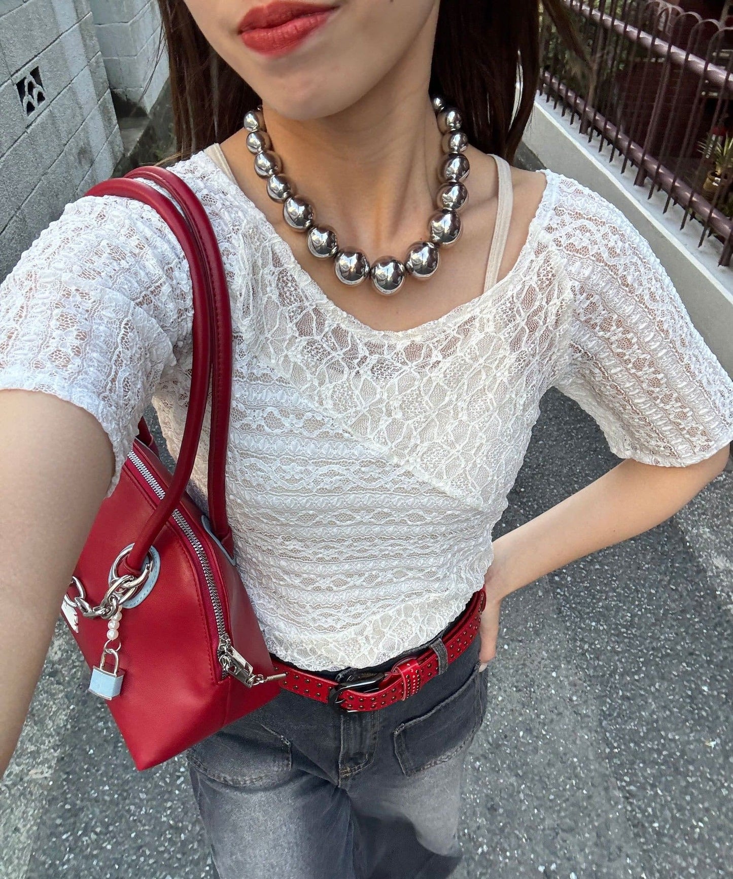 CIAOPANIC Lace拼接sheer top - Image 2