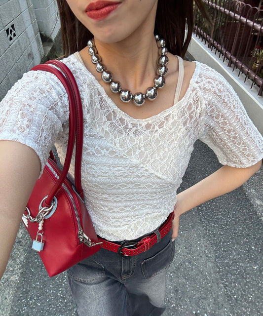 CIAOPANIC Lace拼接sheer top - Image 2