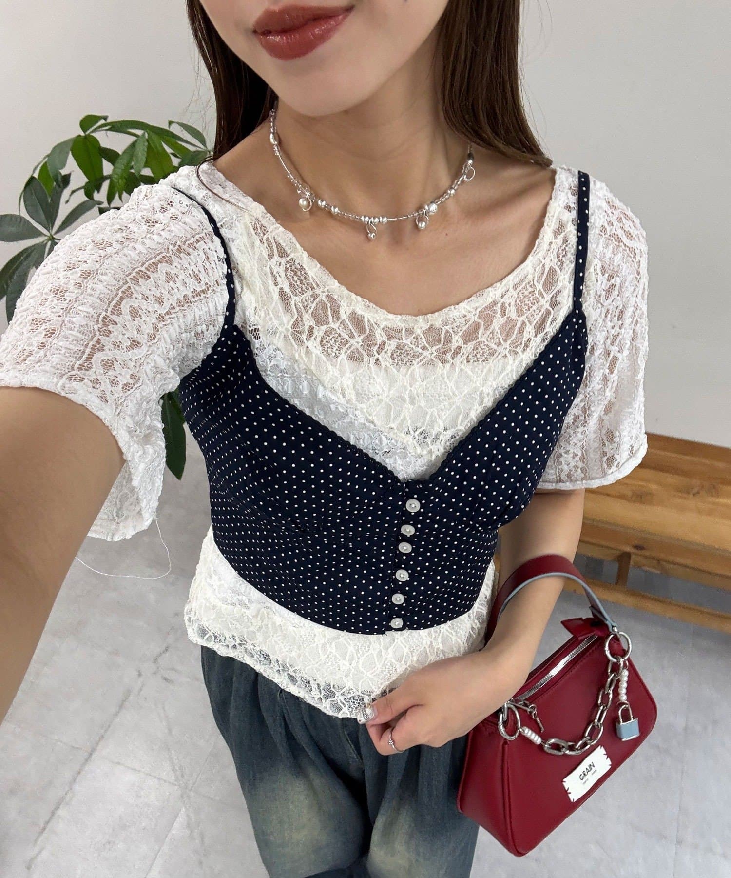 CIAOPANIC Lace拼接sheer top - Image 12