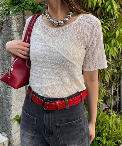 CIAOPANIC Lace拼接sheer top - Image 5