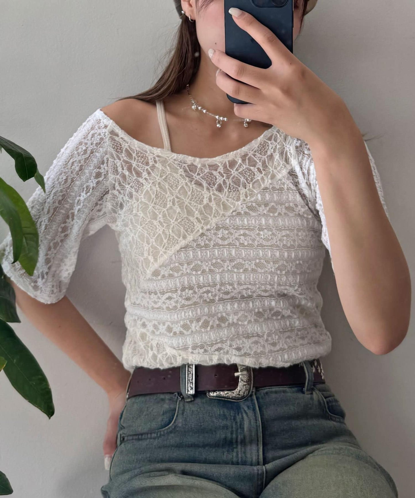 CIAOPANIC Lace拼接sheer top - Image 11