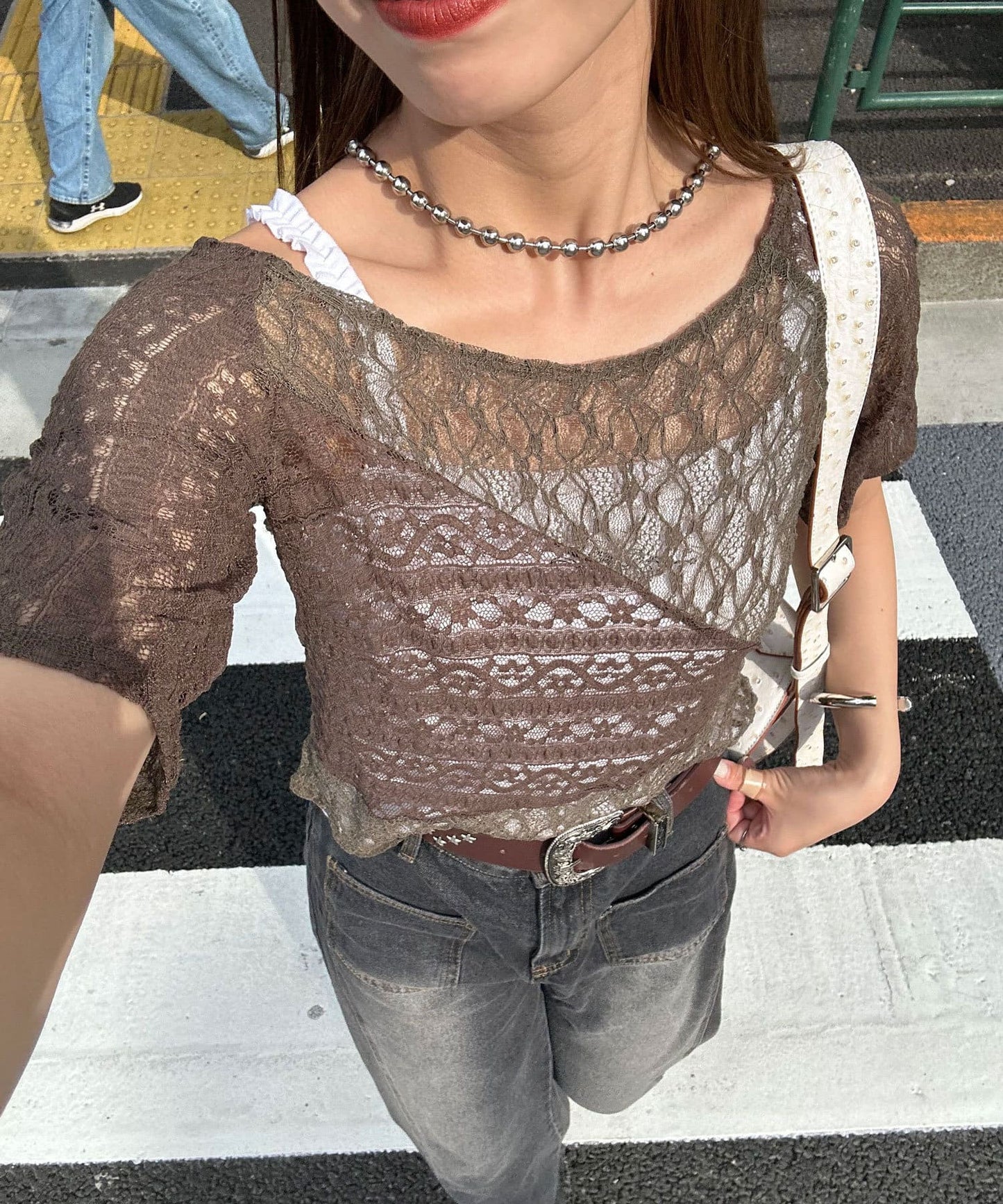 CIAOPANIC Lace拼接sheer top - Image 3