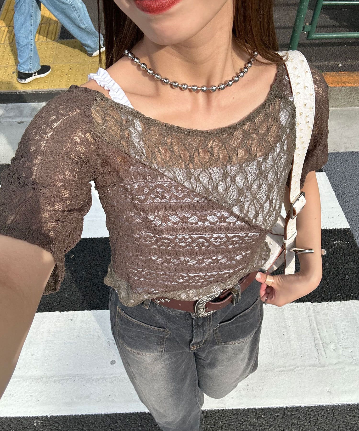 CIAOPANIC Lace拼接sheer top - Image 3