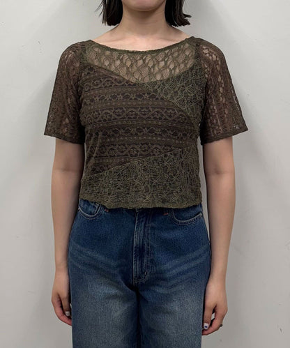 CIAOPANIC Lace拼接sheer top - Image 24