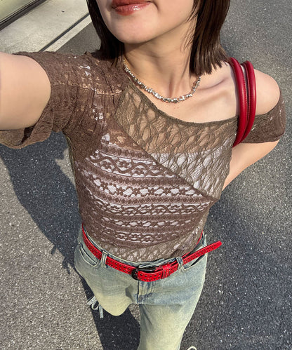 CIAOPANIC Lace拼接sheer top - Image 16