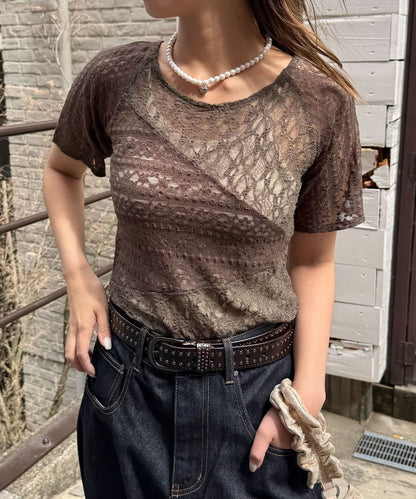 CIAOPANIC Lace拼接sheer top - Image 19