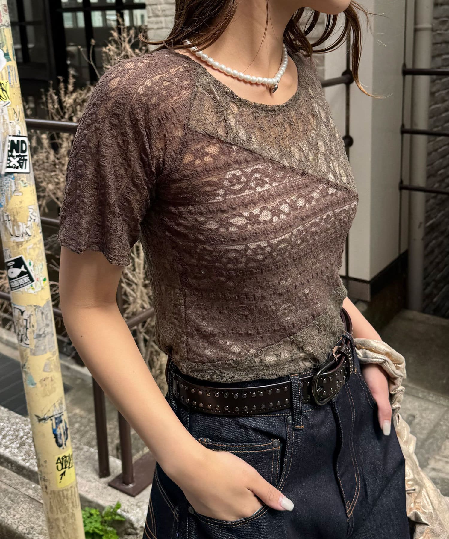 CIAOPANIC Lace拼接sheer top - Image 20