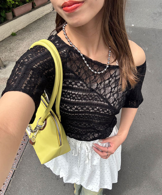 CIAOPANIC Lace拼接sheer top - Image 1