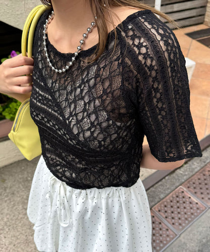 CIAOPANIC Lace拼接sheer top - Image 34