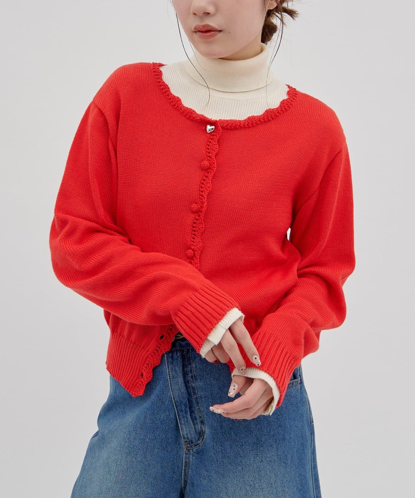 umm. By Discoat 心心紐Cardigan - Image 15