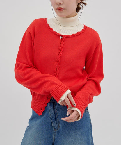 umm. By Discoat 心心紐Cardigan - Image 15