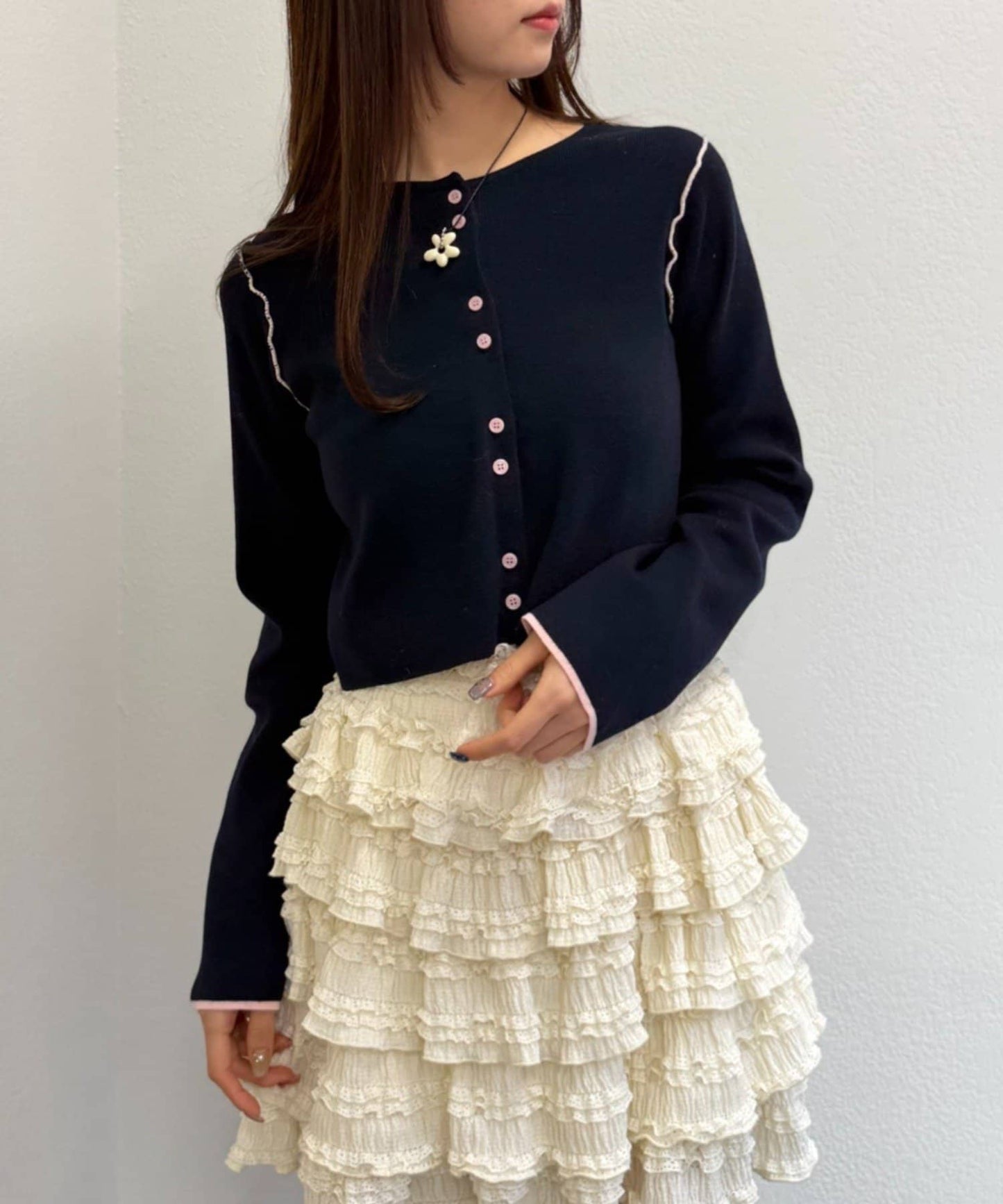 w closet 配色滾邊cardigan