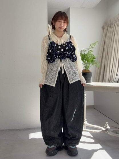CIAOPANIC Lace-Collar Cardigan with Ribbon - Image 37