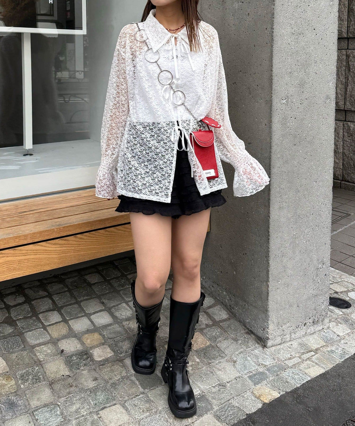 CIAOPANIC Lace-Collar Cardigan with Ribbon - Image 7