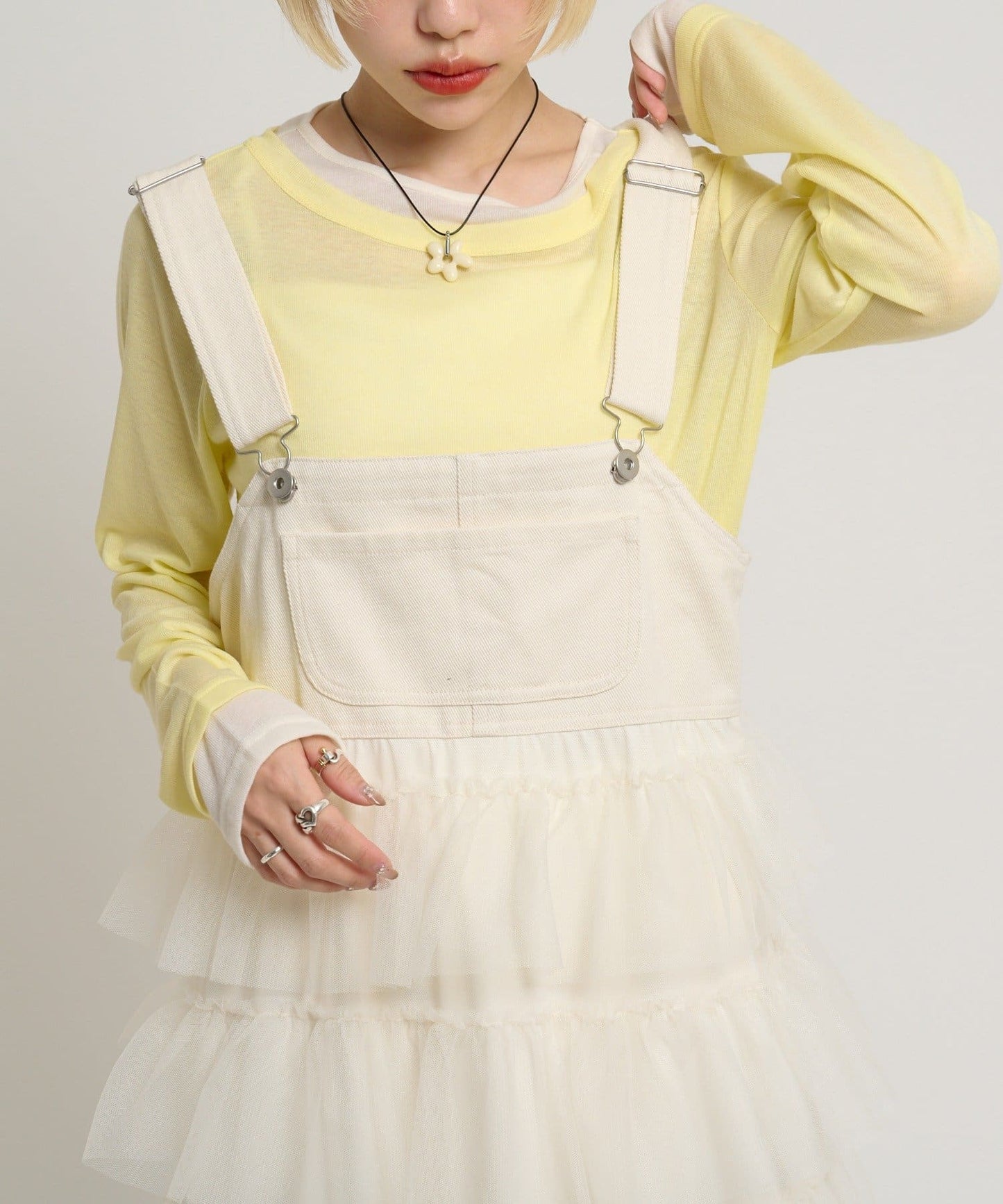 w closet 荷葉邊多層吊帶裙 - Image 9