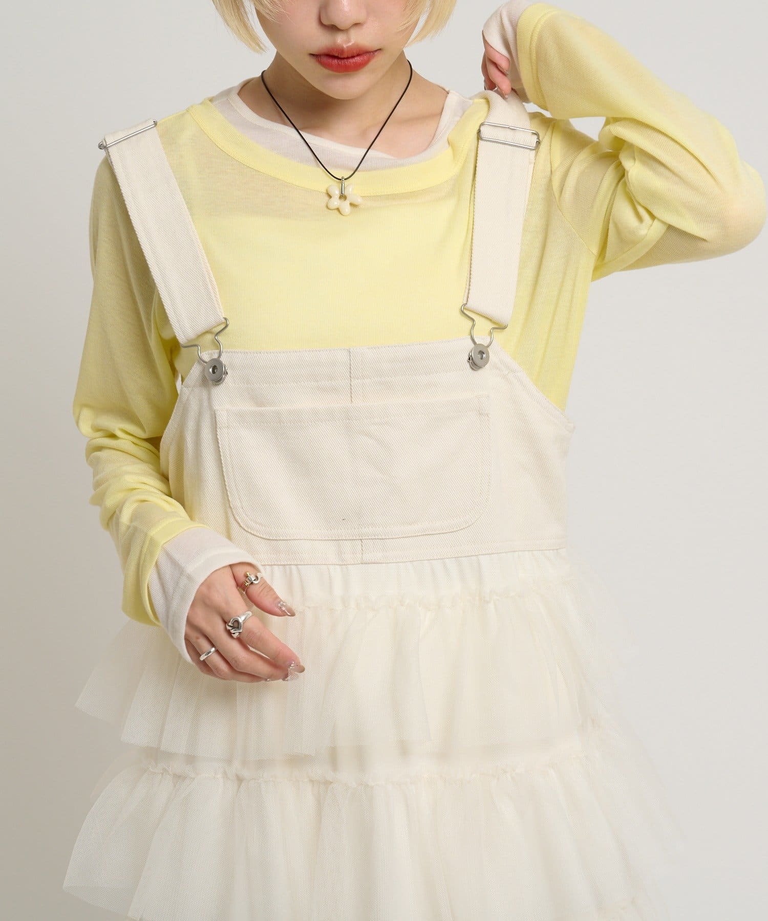 w closet 荷葉邊多層吊帶裙 - Image 9