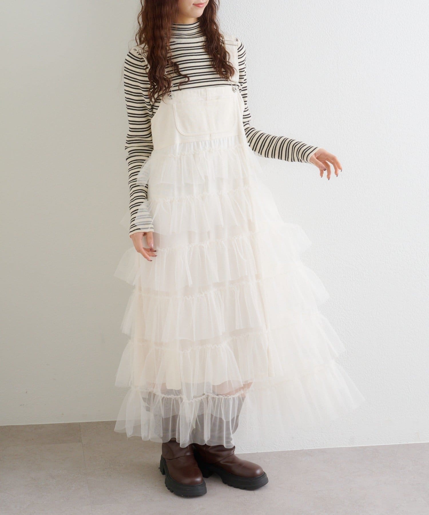 w closet 荷葉邊多層吊帶裙 - Image 12