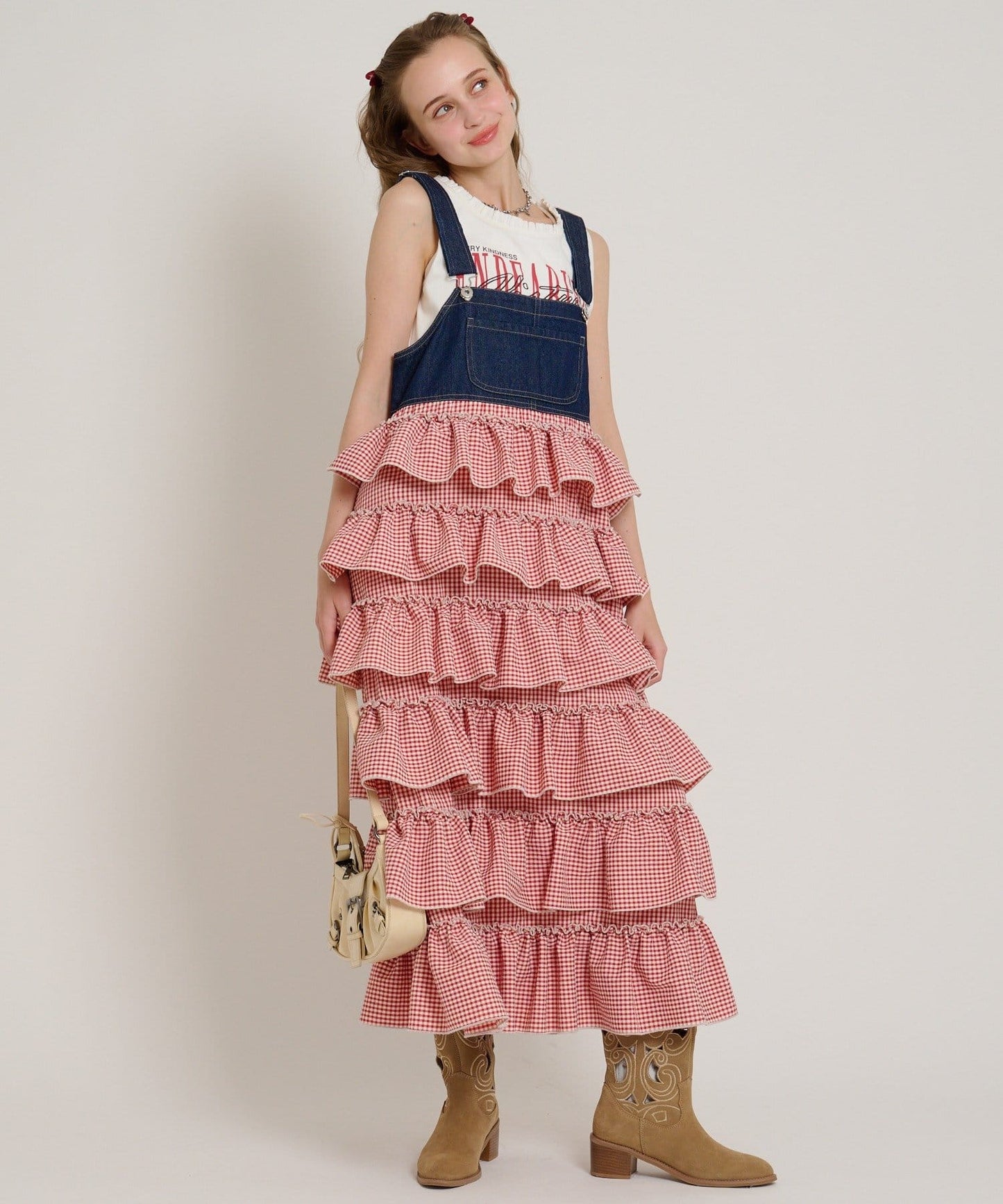 w closet 荷葉邊多層吊帶裙 - Image 61