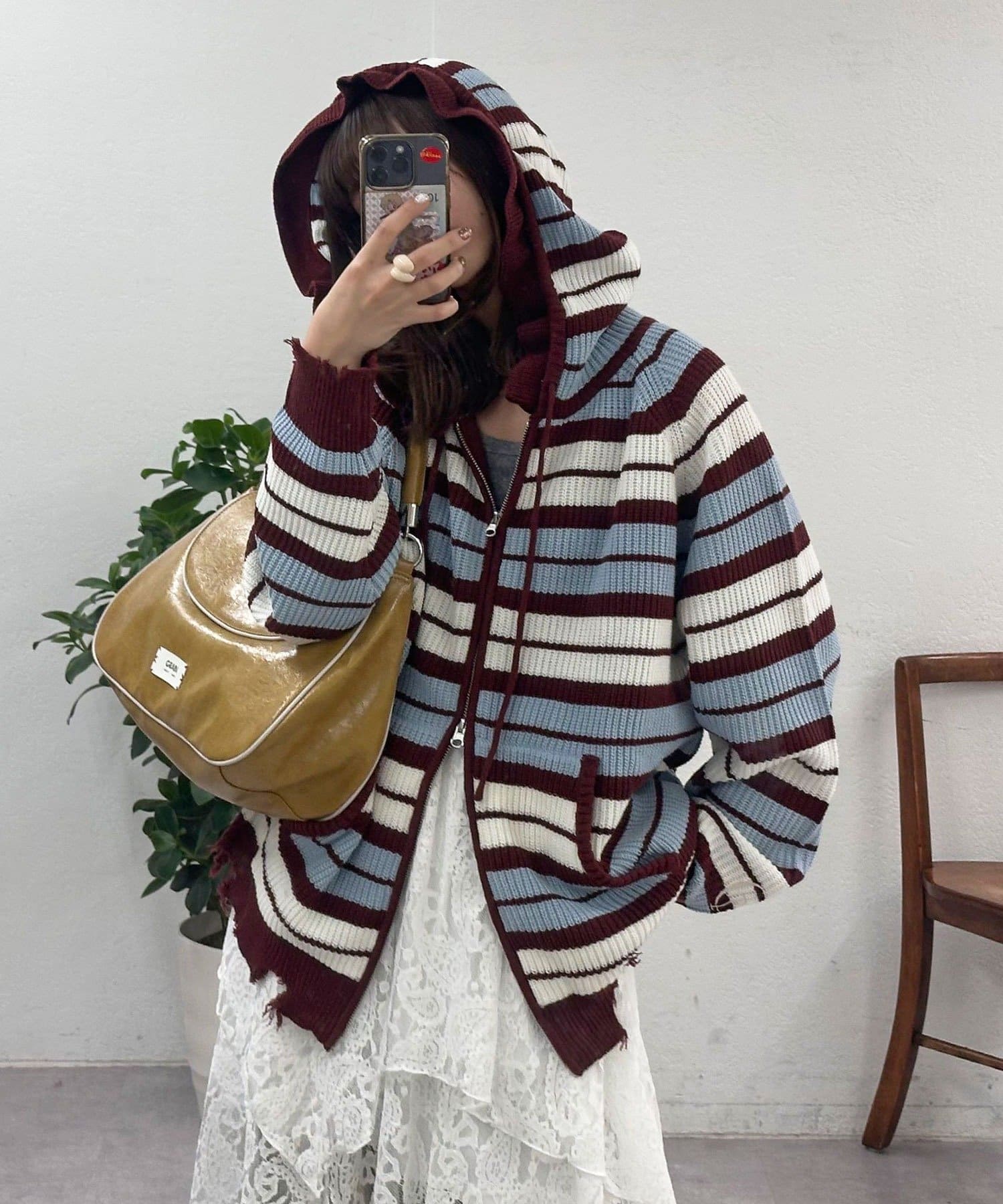 CIAOPANIC Ruffle邊帽Double Zip Knit Hoodie - Image 15