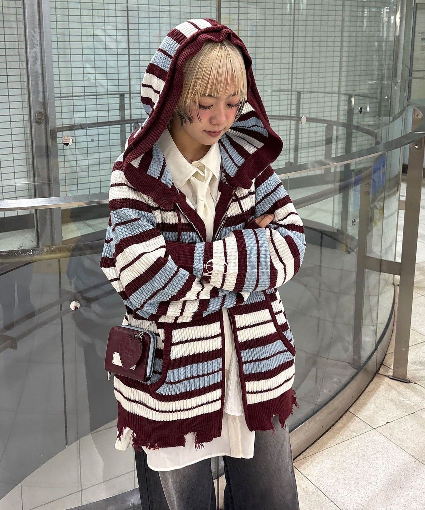 CIAOPANIC Ruffle邊帽Double Zip Knit Hoodie - Image 16