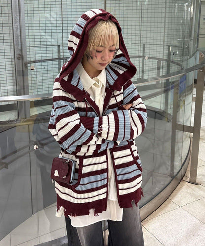 CIAOPANIC Ruffle邊帽Double Zip Knit Hoodie - Image 16