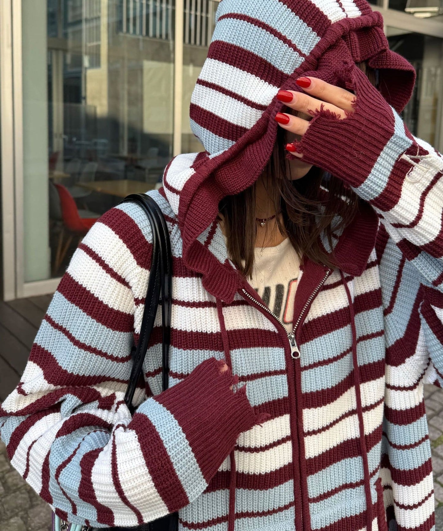 CIAOPANIC Ruffle邊帽Double Zip Knit Hoodie - Image 6