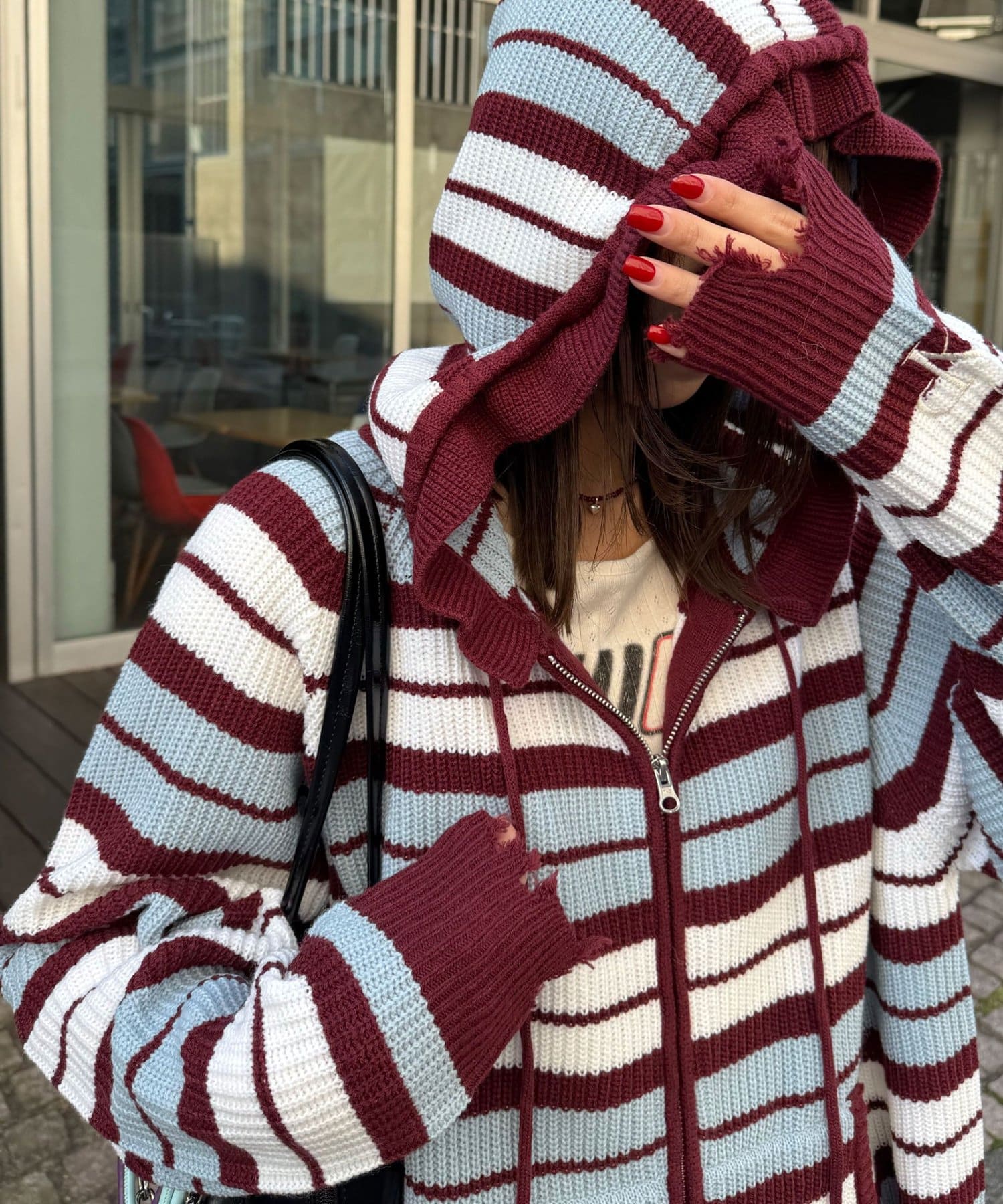 CIAOPANIC Ruffle邊帽Double Zip Knit Hoodie - Image 6